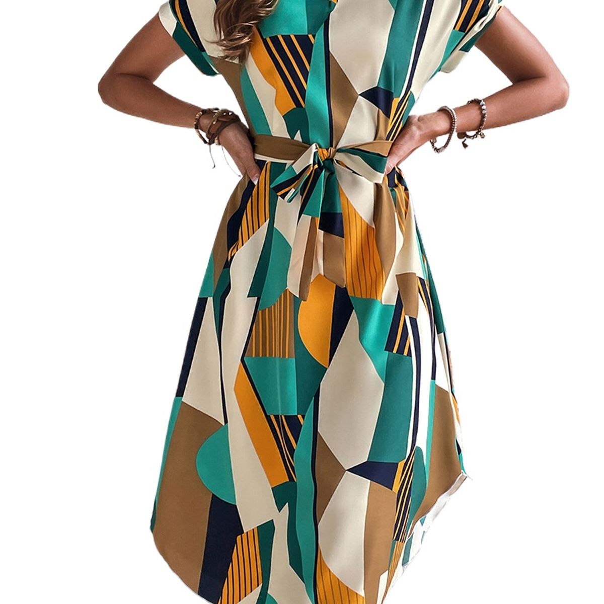 TIOZONEY - Vestido sin mangas con cuello halter - Verde