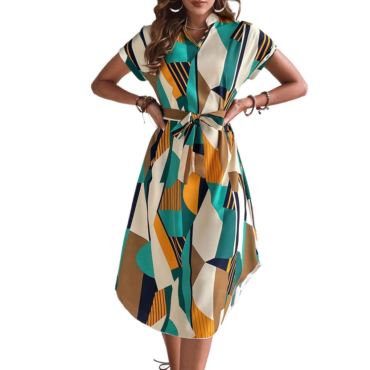 TIOZONEY - Vestido sin mangas con cuello halter - Verde