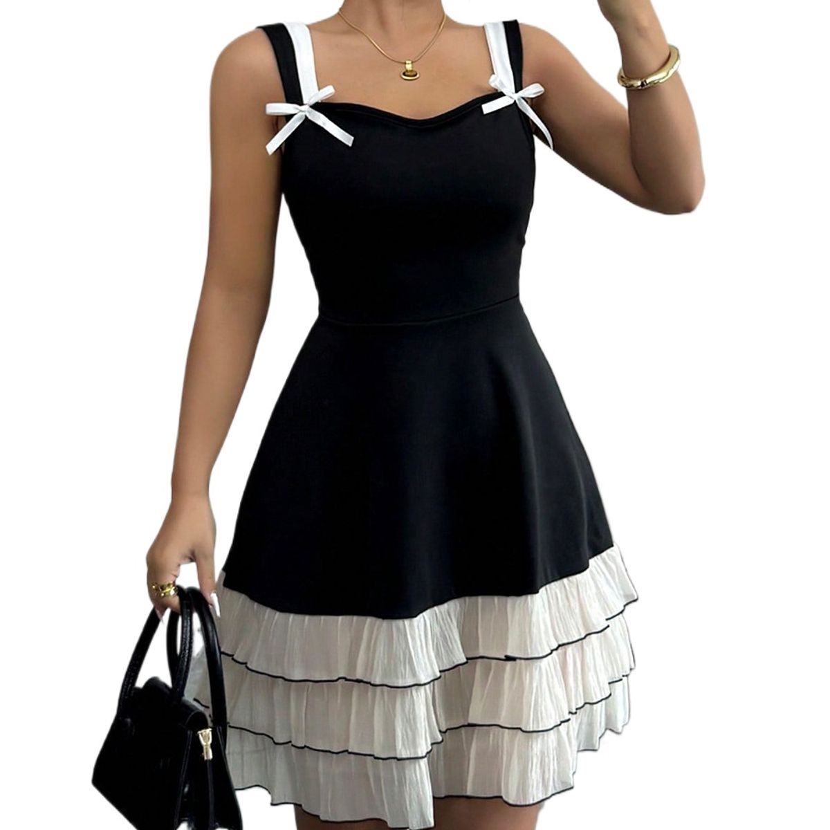 TIOZONEY - Vestido sin mangas con cuello halter - Negro