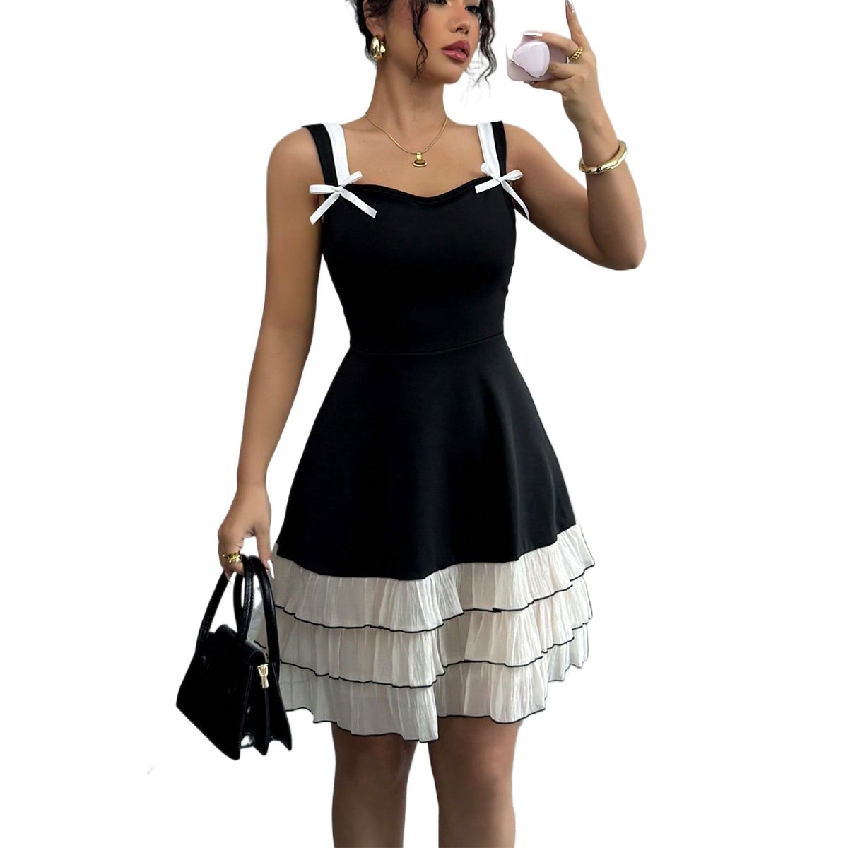 TIOZONEY - Vestido sin mangas con cuello halter - Negro