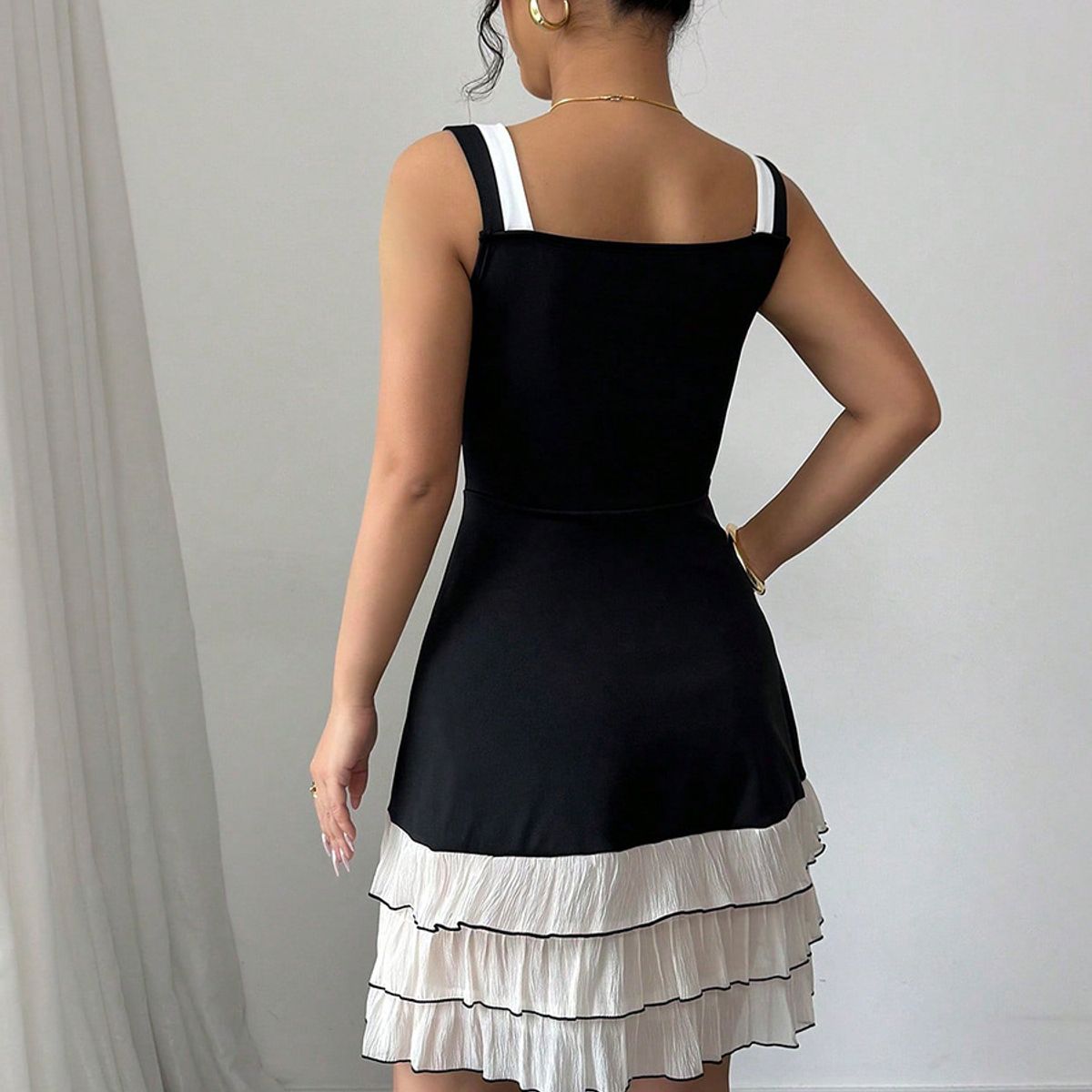 TIOZONEY - Vestido sin mangas con cuello halter - Negro