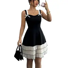 TIOZONEY - Vestido sin mangas con cuello halter - Negro