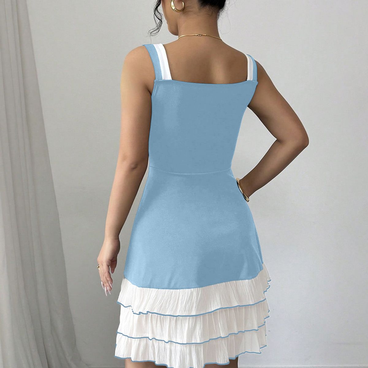 TIOZONEY - Vestido sin mangas con cuello halter - Azul