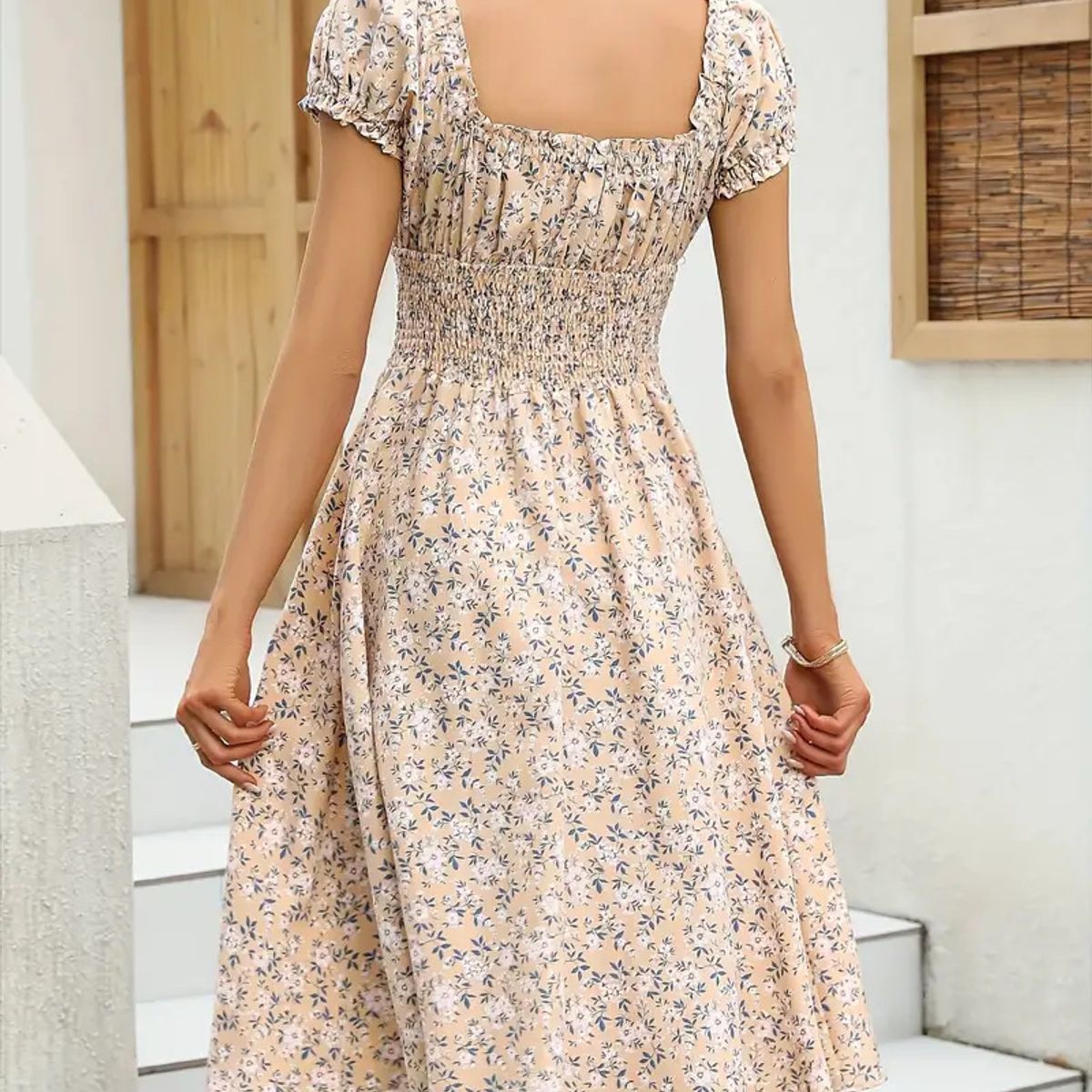 TIOZONEY - Vestido sin mangas con cuello halter - Beige