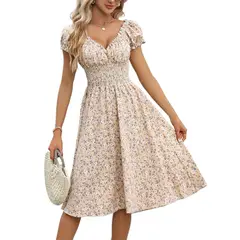 TIOZONEY - Vestido sin mangas con cuello halter - Beige