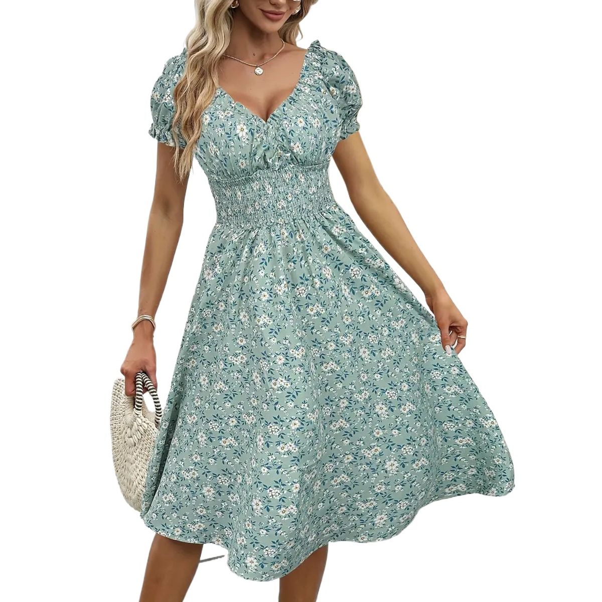TIOZONEY - Vestido sin mangas con cuello halter - Azul