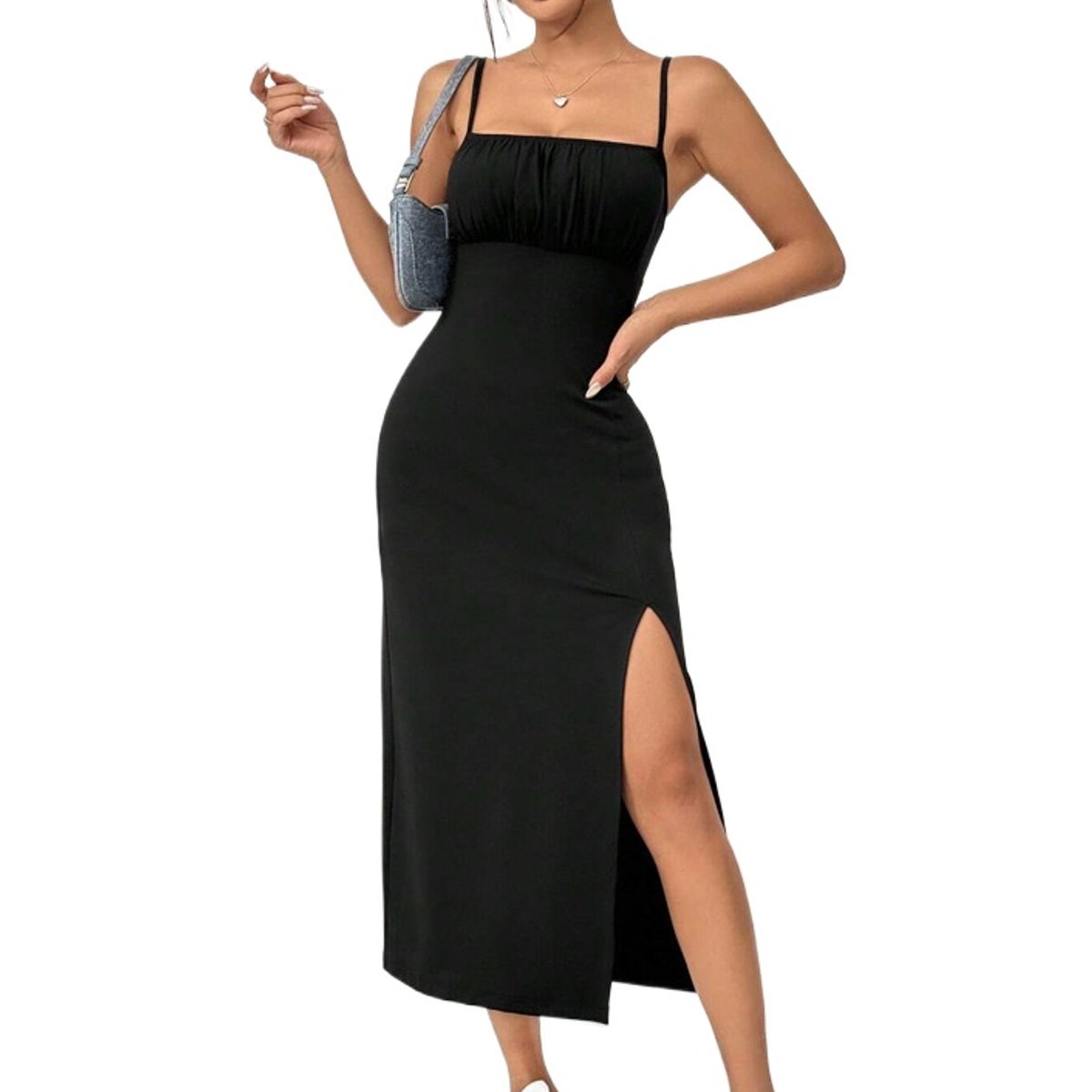 TIOZONEY - Vestido sin mangas con cuello halter - Negro