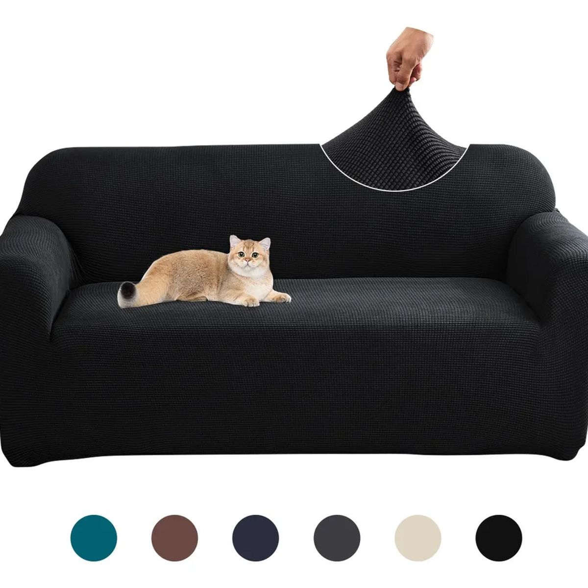 SUPERCENTER - Funda Sofá Cubre Sillón Protectora Para 3 Cuerpos Elastizada Negro