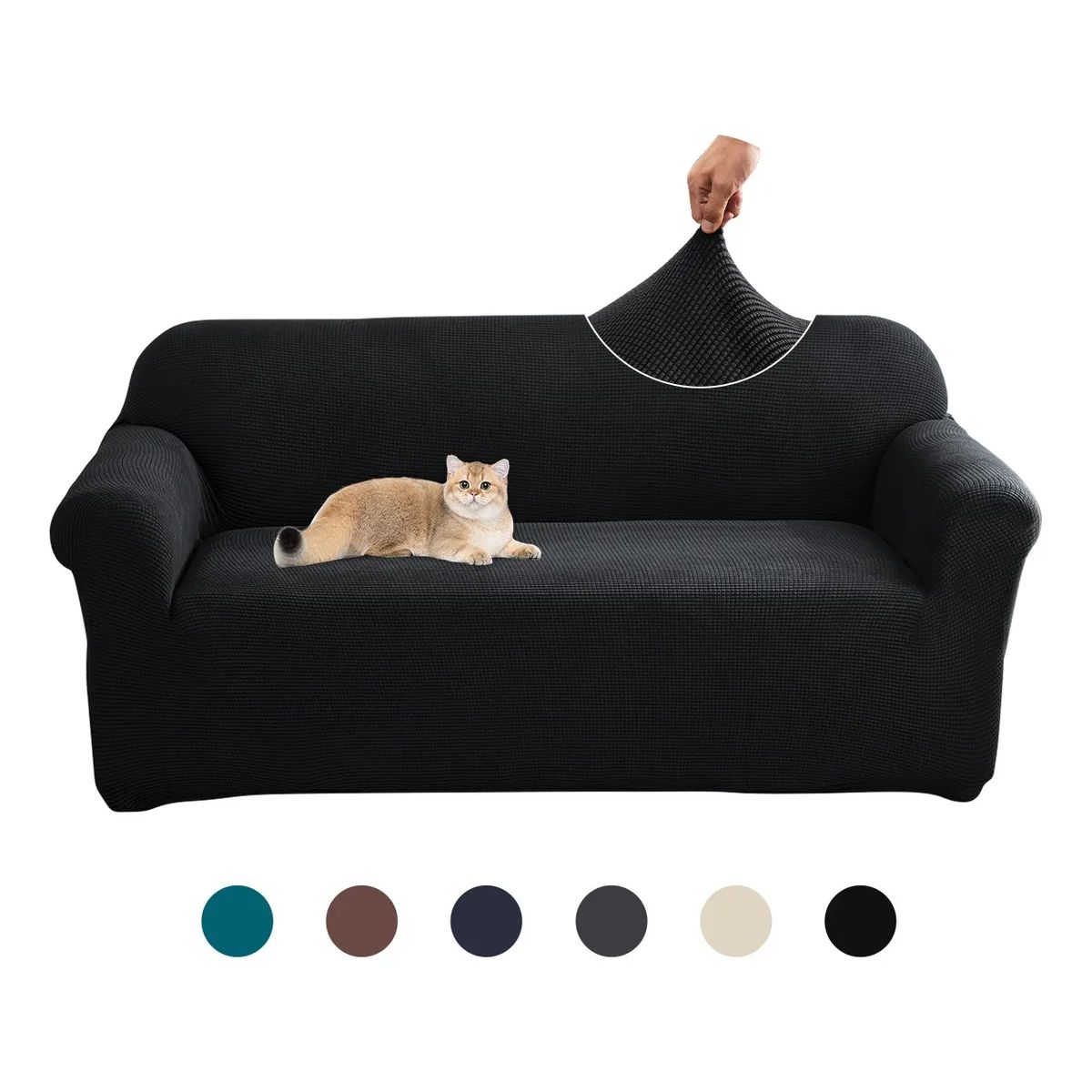 SUPERCENTER - Funda Sofá Cubre Sillón Protectora Para 3 Cuerpos Elastizada Negro