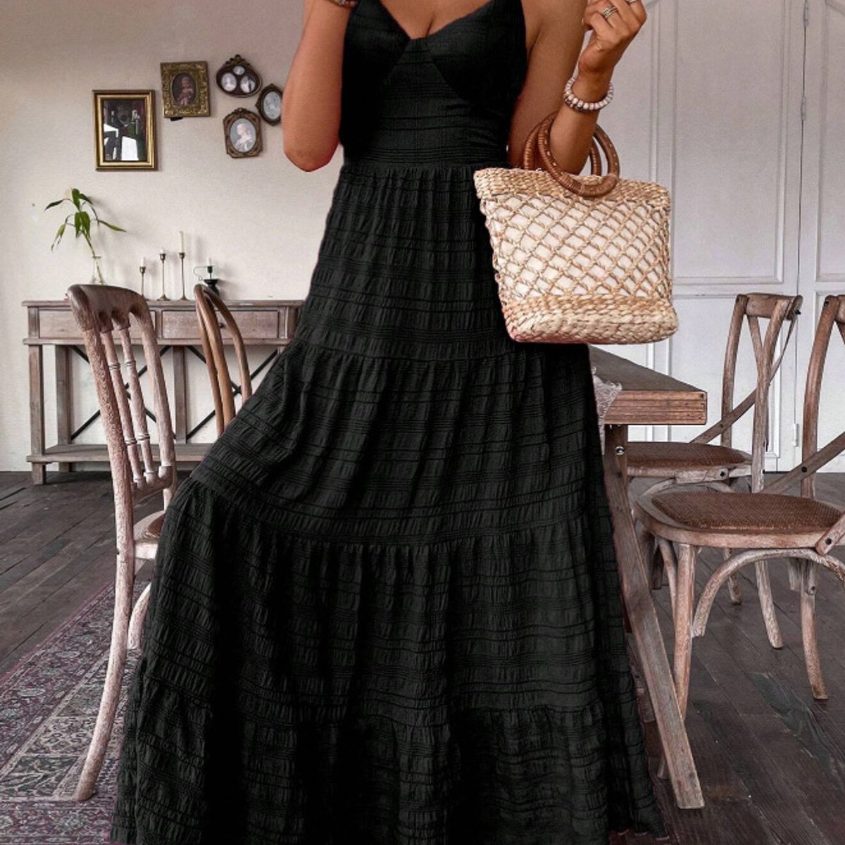 TIOZONEY - Vestido sin mangas con cuello halter - Negro