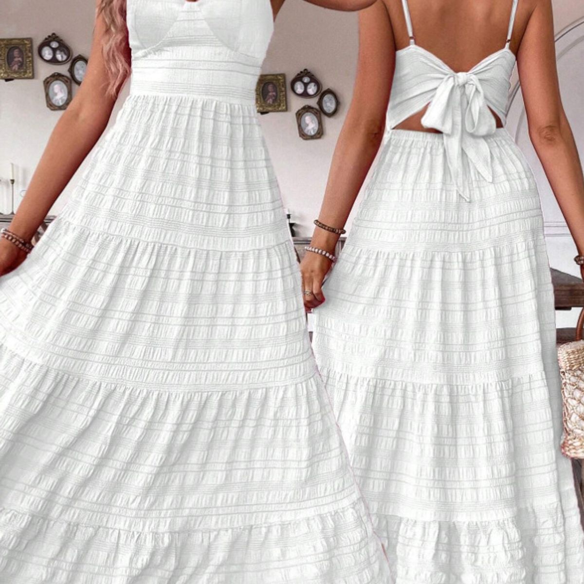 TIOZONEY - Vestido sin mangas con cuello halter - Blanco