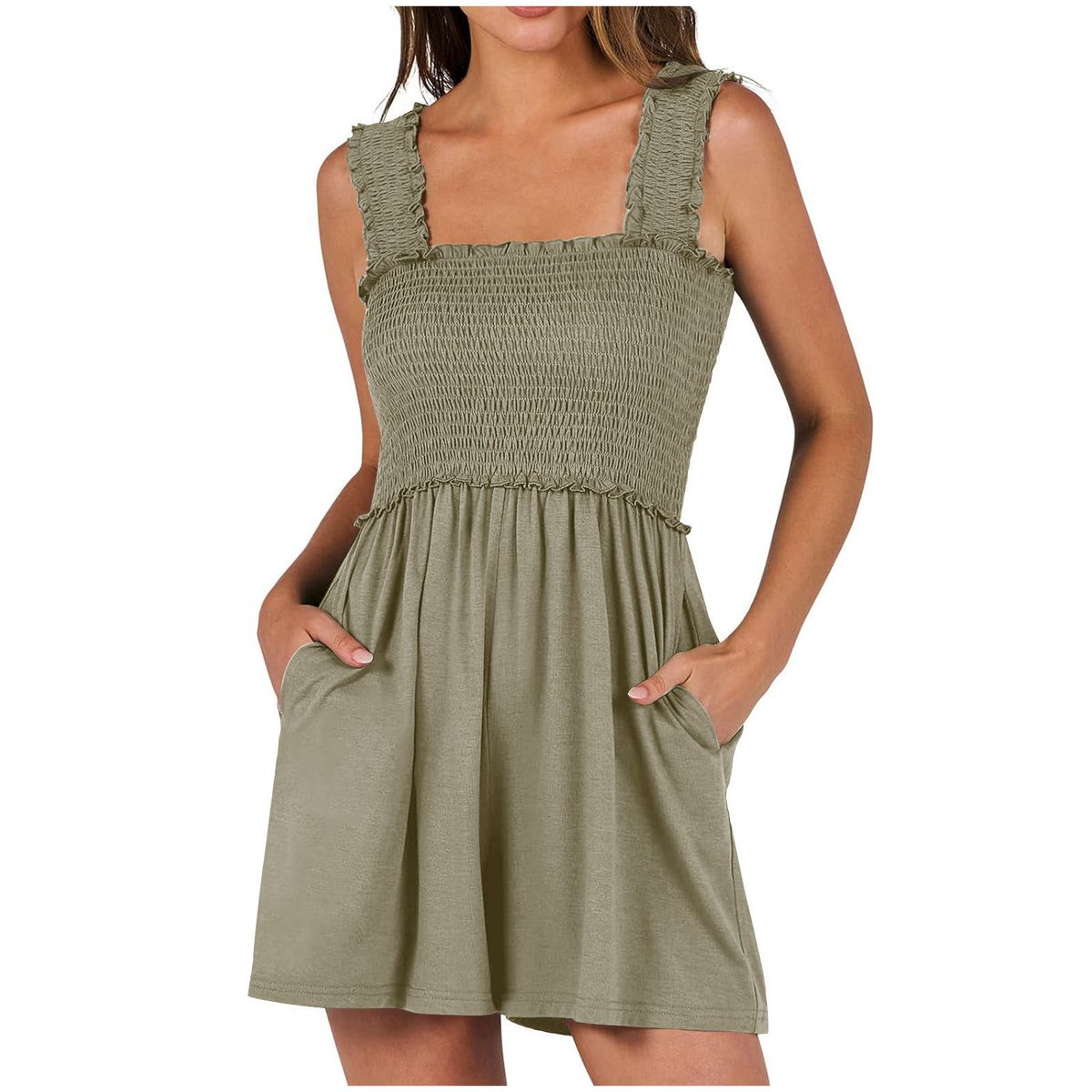 TIOZONEY - Vestido sin mangas con cuello halter - Beige