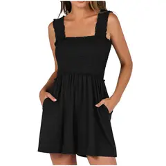 TIOZONEY - Vestido sin mangas con cuello halter - Negro