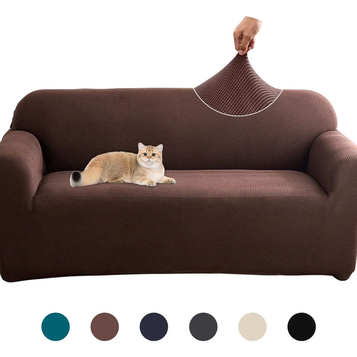 SUPERCENTER - Funda Sofá Cubre Sillón Protectora Para 3 Cuerpos Elastizada Café
