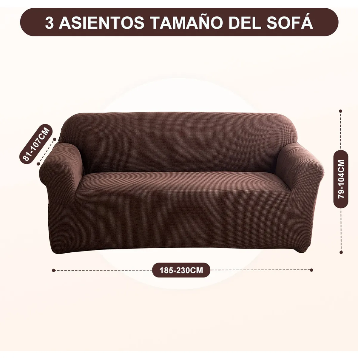 SUPERCENTER - Funda Sofá Cubre Sillón Protectora Para 3 Cuerpos Elastizada Café