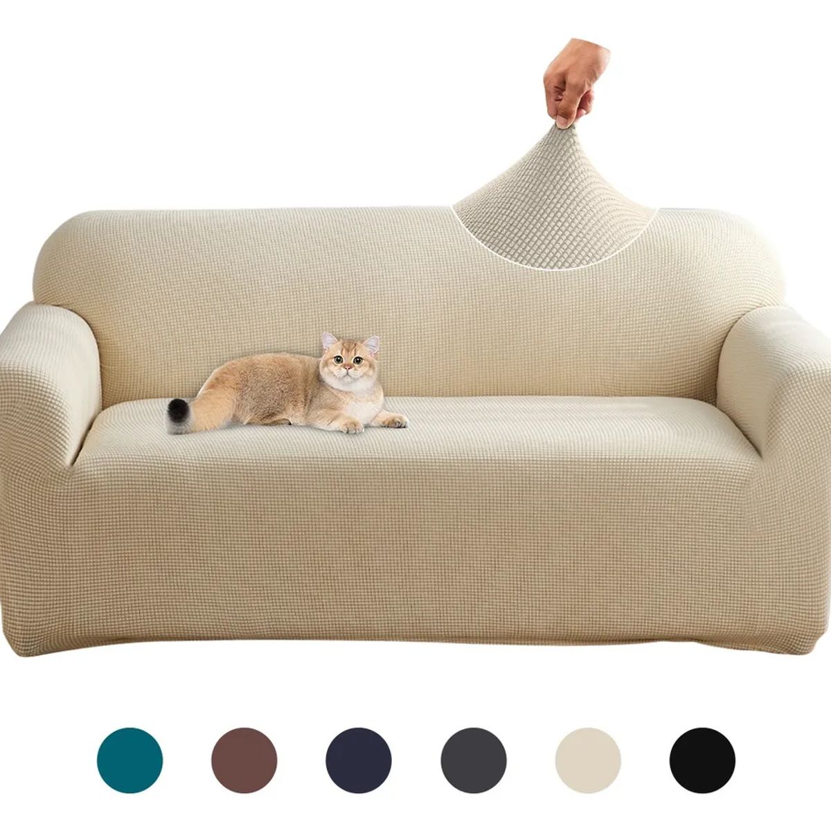 SUPERCENTER - Funda Sofá Cubre Sillón Protectora Para 3 Cuerpos Elastizada Beige