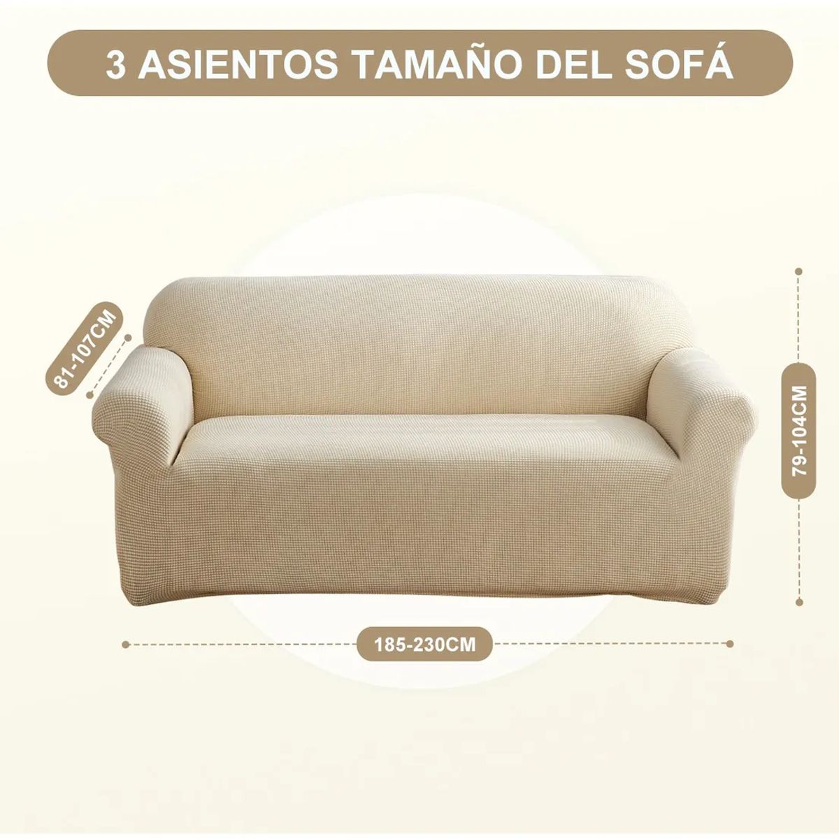 SUPERCENTER - Funda Sofá Cubre Sillón Protectora Para 3 Cuerpos Elastizada Beige
