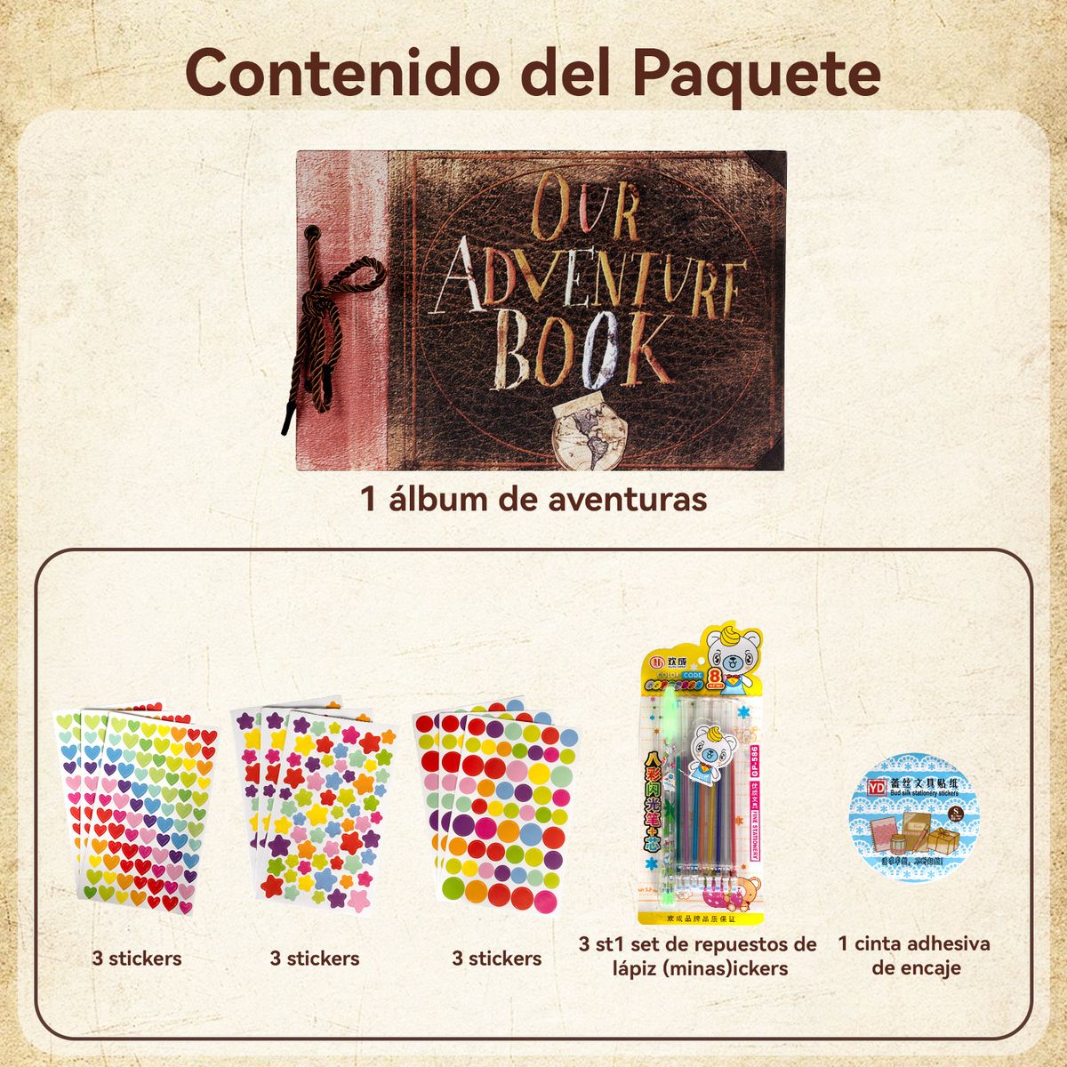 VIDITA - Álbum de Fotos Romántico DIY 40 Páginas con Stickers y Set