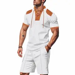 TIOZONEY - Pantalones cortos de manga corta para hombres - Blanco