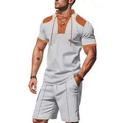 TIOZONEY - Pantalones cortos de manga corta para hombres - Gris