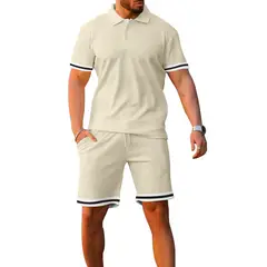 TIOZONEY - Pantalones cortos de manga corta para hombres - Beige