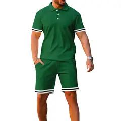 TIOZONEY - Pantalones cortos de manga corta para hombres - Verde