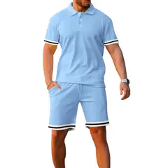TIOZONEY - Pantalones cortos de manga corta para hombres - Azul
