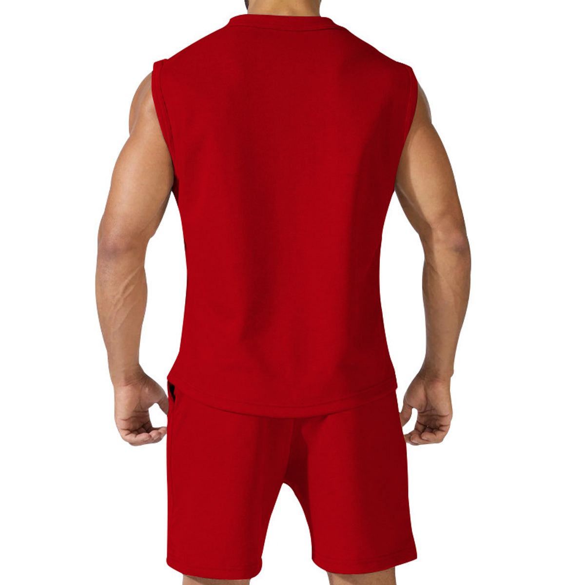 TIOZONEY - Pantalones cortos de manga corta para hombres - Rojo