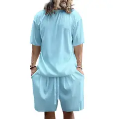 TIOZONEY - Pantalones cortos de manga corta para hombres - Azul