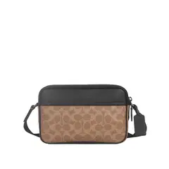 COACH - Graham Bandolera en Lona Signature Marrón Claro Negro CV921