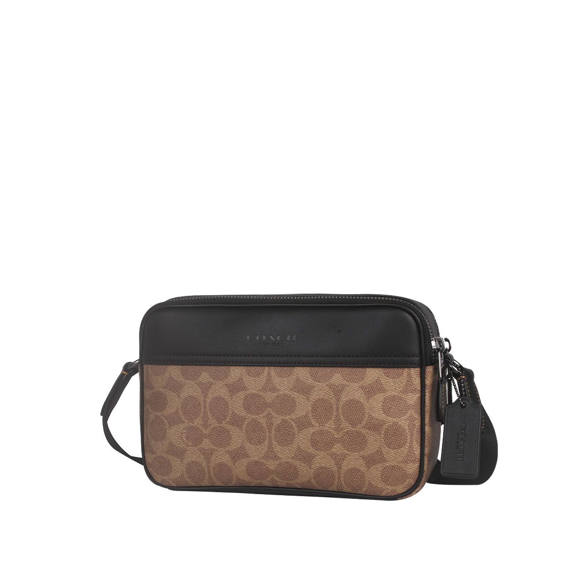 COACH - Coach Graham Bandolera en Lona Signature Marrón Claro Negro CV921