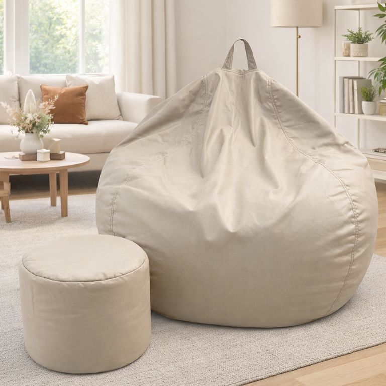 Puff Pera Eco Cuero talla XL 120x80cm Caquis