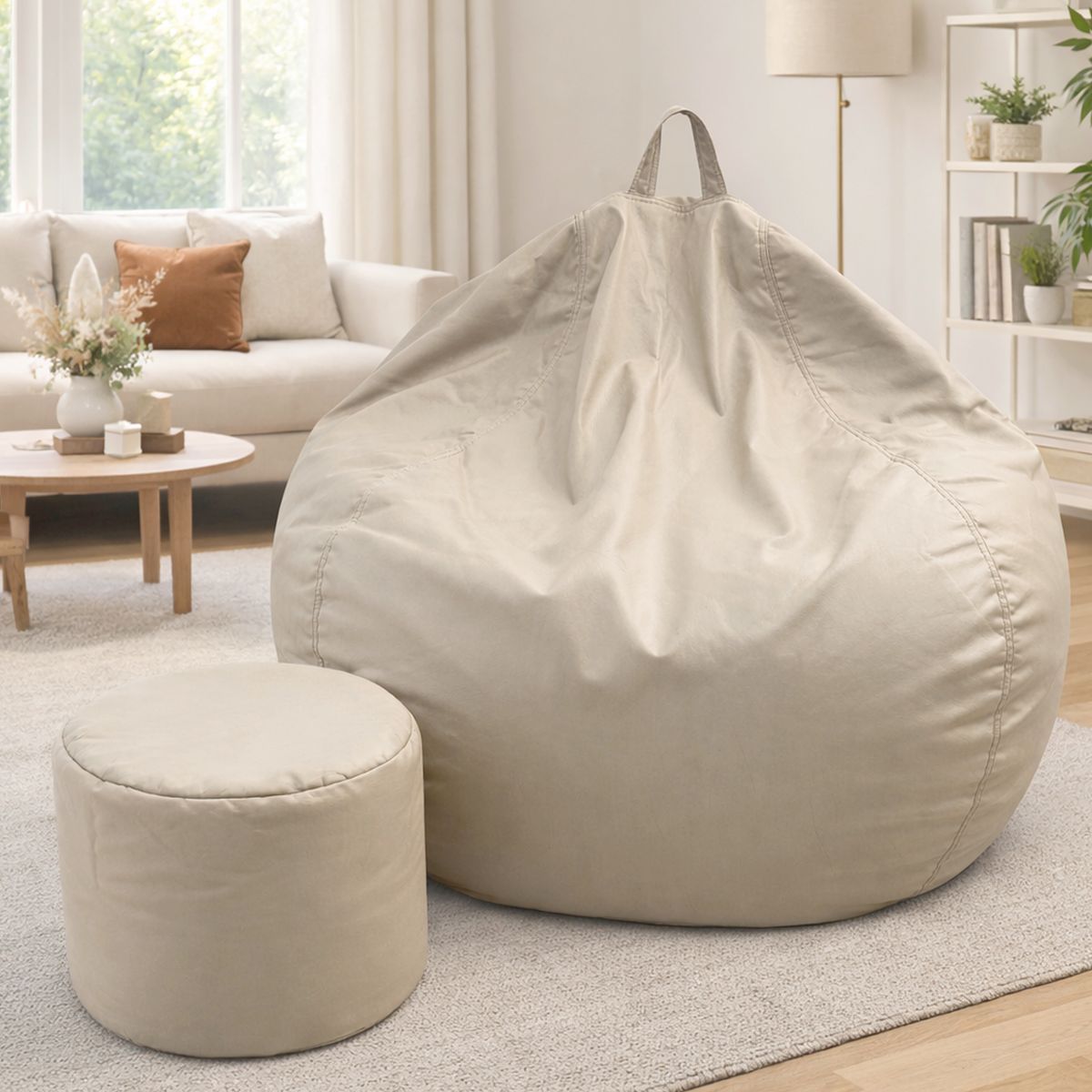 JOYTEK - Puff Pera Eco Cuero talla XL Joytek  120x80cm Caquis