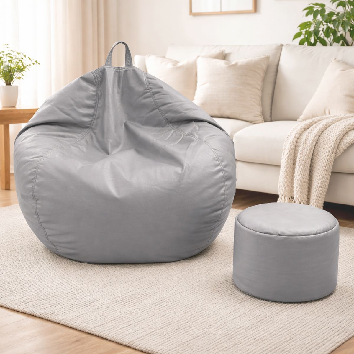 JOYTEK - Puff Pera Eco Cuero talla XL Joytek  120x80cm Gris