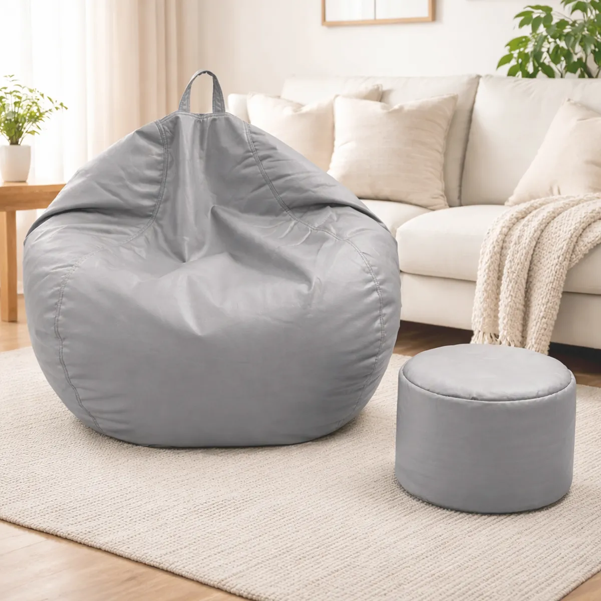 JOYTEK - Puff Pera Eco Cuero talla XL Joytek  120x80cm Gris