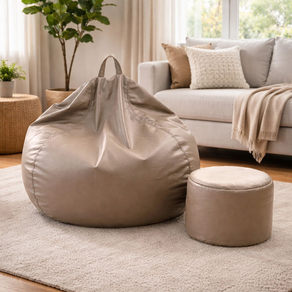 JOYTEK - Puff Pera Eco Cuero talla XL Joytek  120x80cm Café