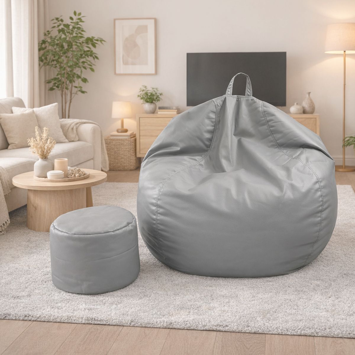 JOYTEK - Puff Pera Eco Cuero talla XL Joytek  120x80cm Gris