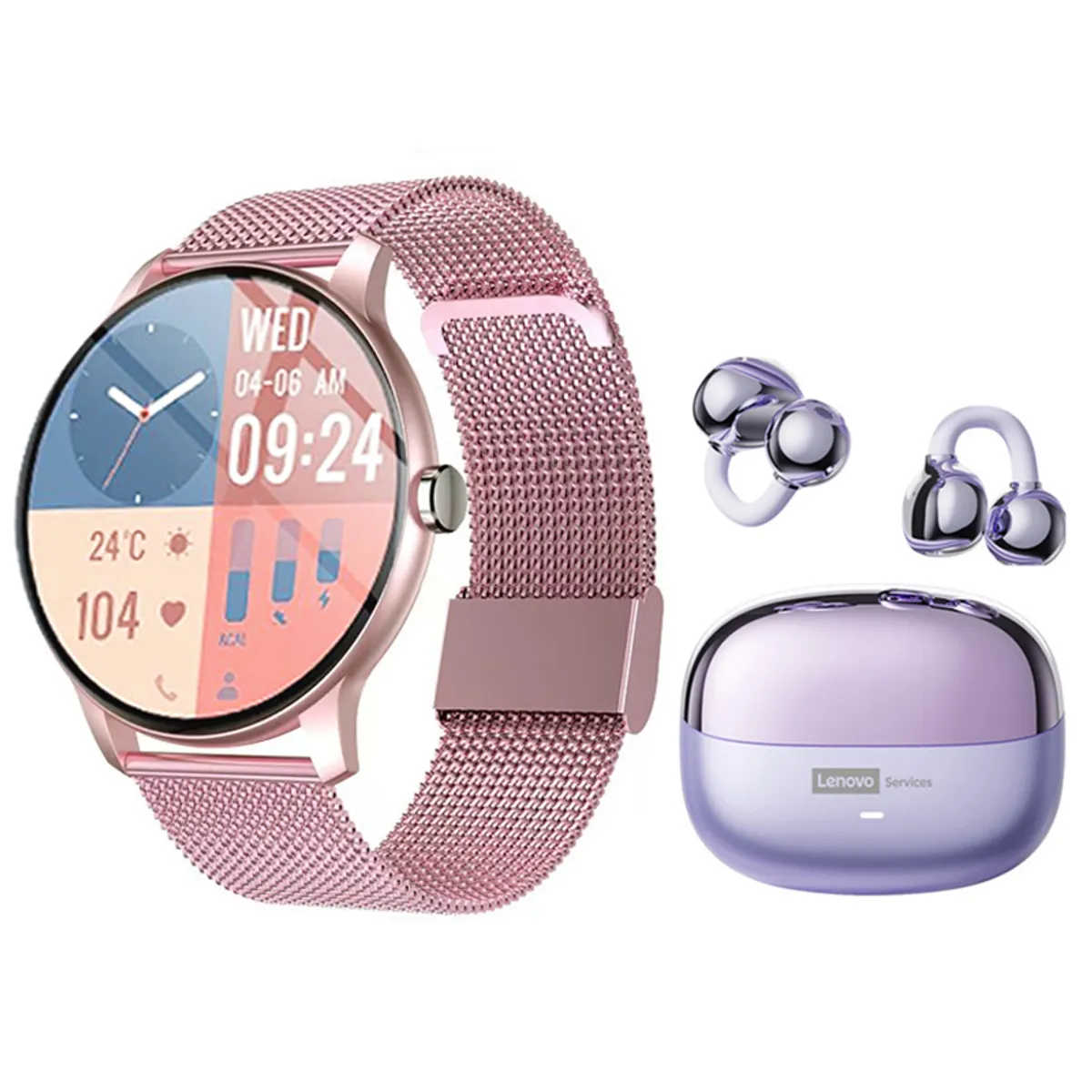 LENOVO - Audifonos Lenovo LE06 Morado Bluetooth y Fit Pro reloj inteligente P