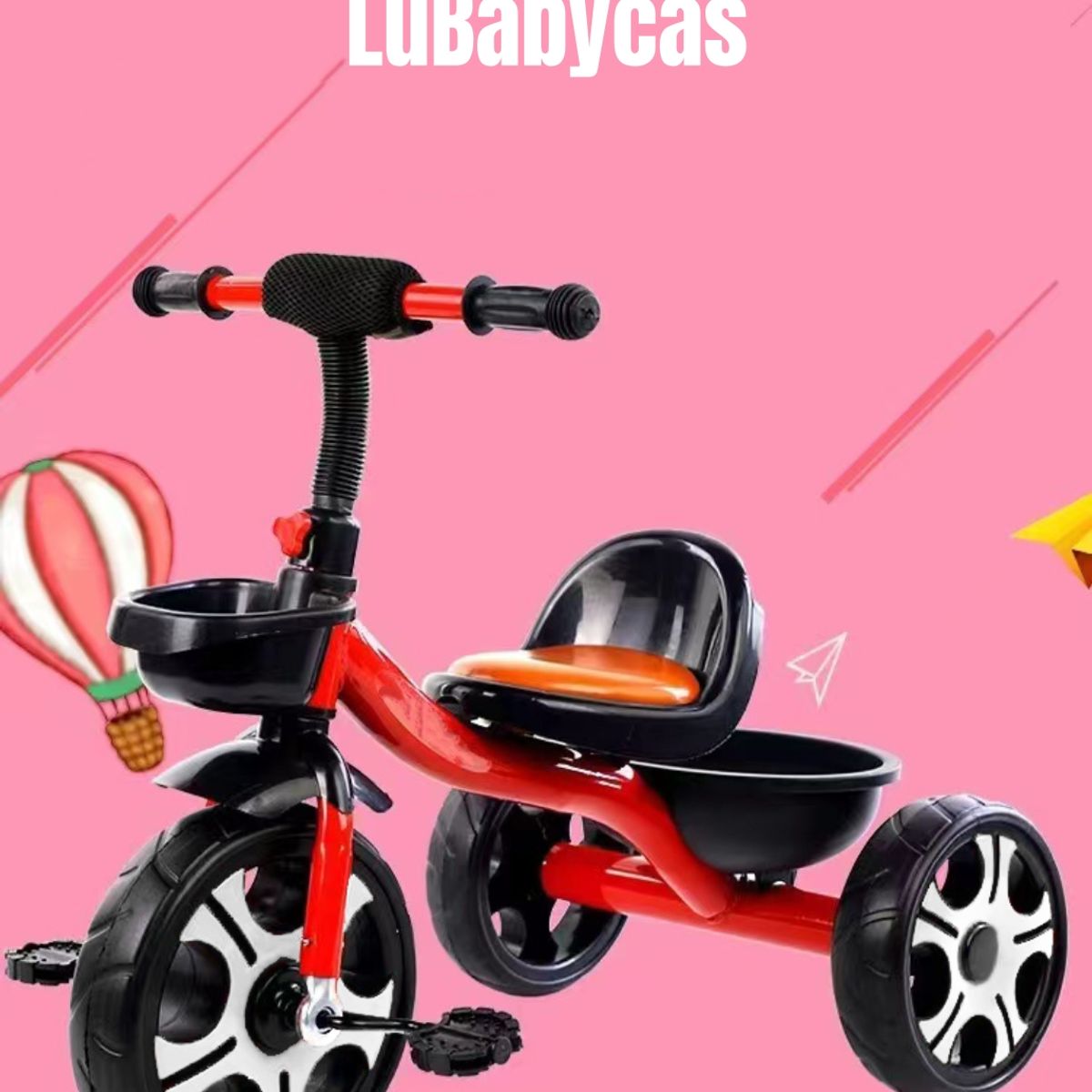LUBABYCAS - Triciclo Infantil Con Canastos 5 Años Unix Rojo LuBabycas