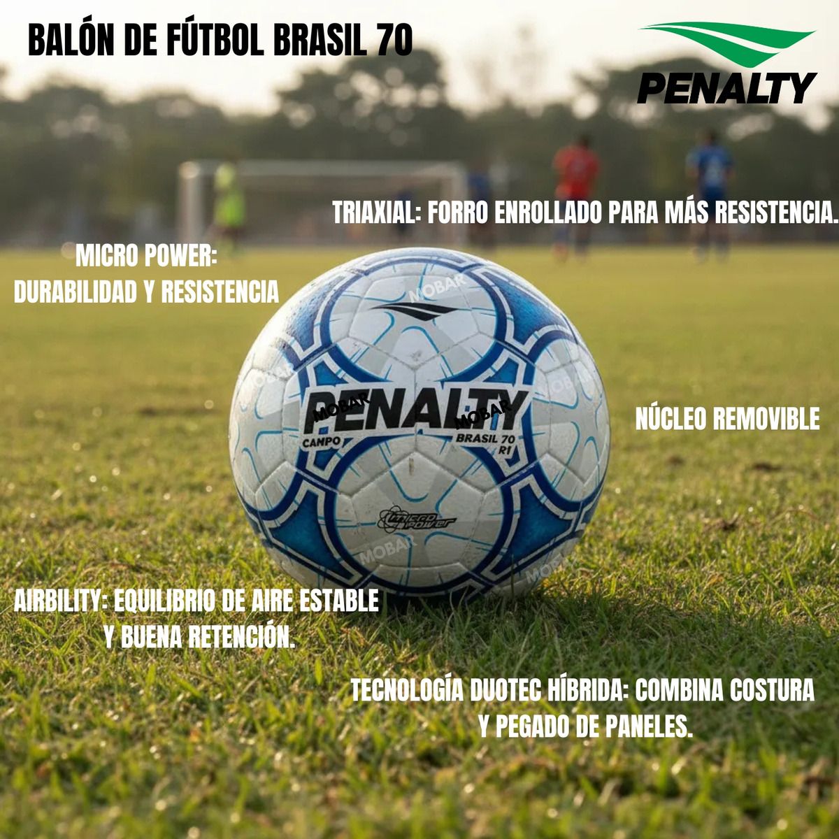PENALTY - Balon Futbol Pelota Futbol 5 Penalty Brasil 70 Entrenamiento Blanco/Azul