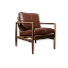 NECTAR - Poltrona Neuchatel Ecocuero Marron Madera Fresno