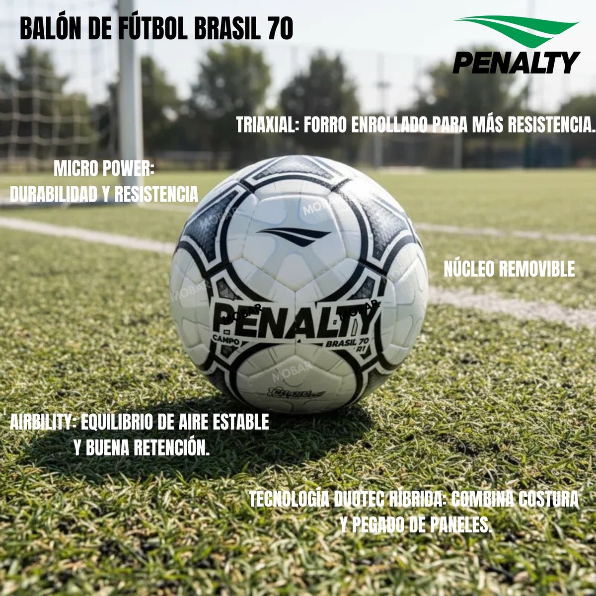 PENALTY - Balon Futbol Pelota Futbol 5 Penalty Brasil 70 Entrenamiento Blanco/Negro