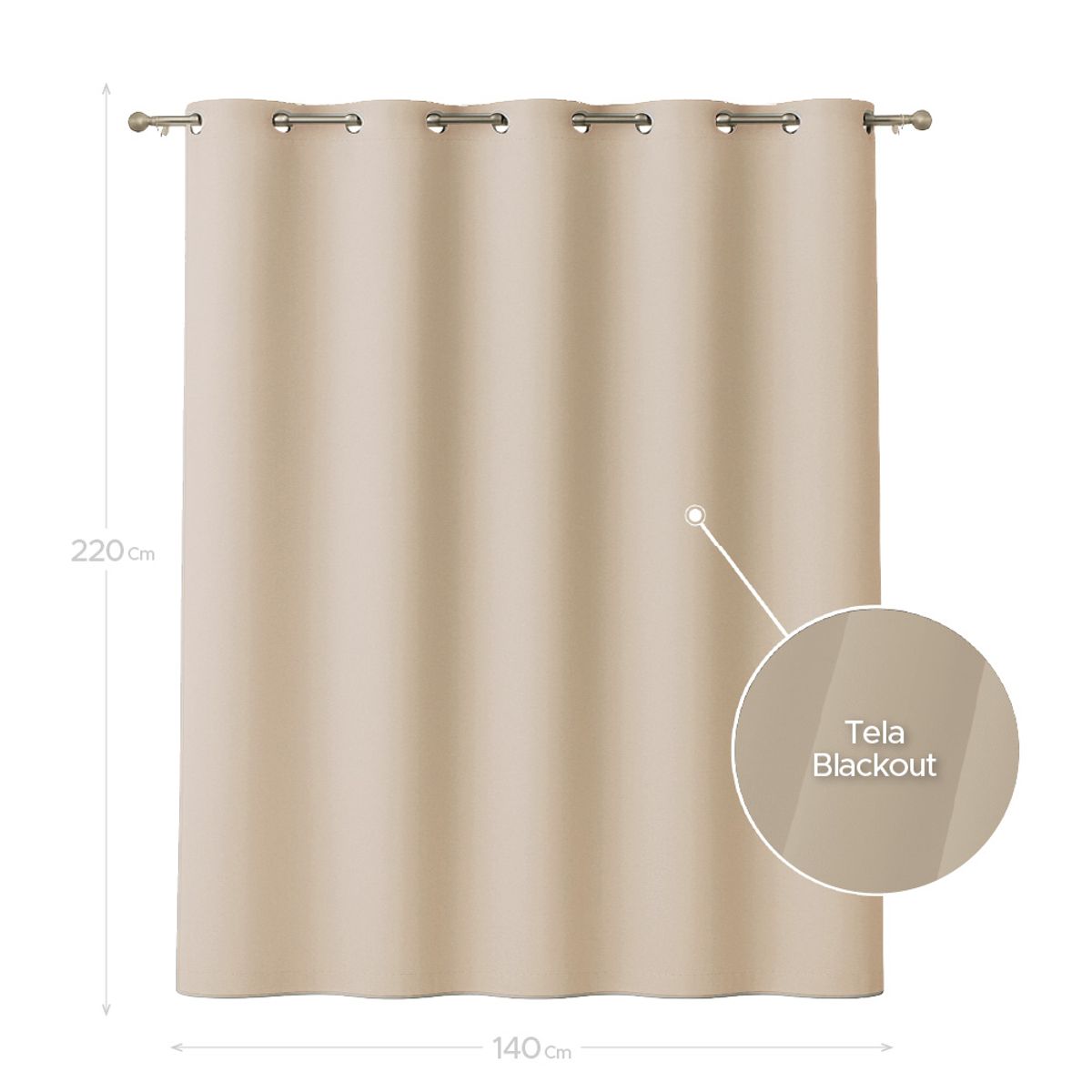 VINCENZI - Cortina de Tela Blackout140x220 cm Beige