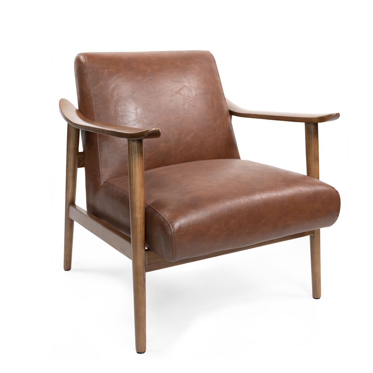 NECTAR - Poltrona Turin Ecocuero Marron Madera de Fresno