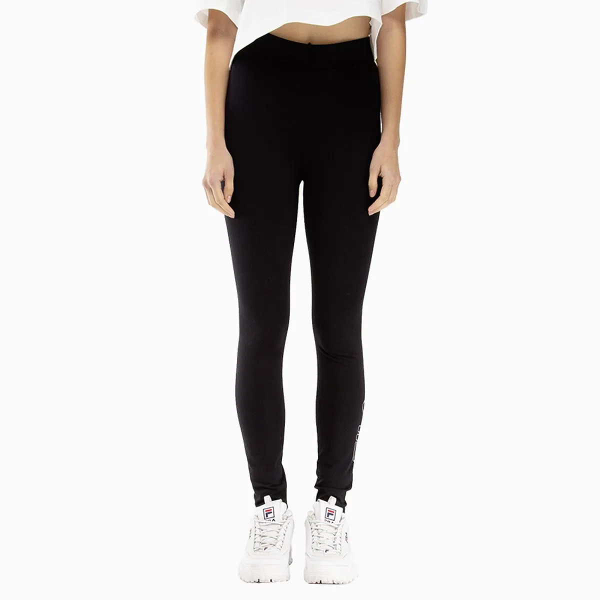 FILA - Calzas Fila Letter Mid Mujer Negro