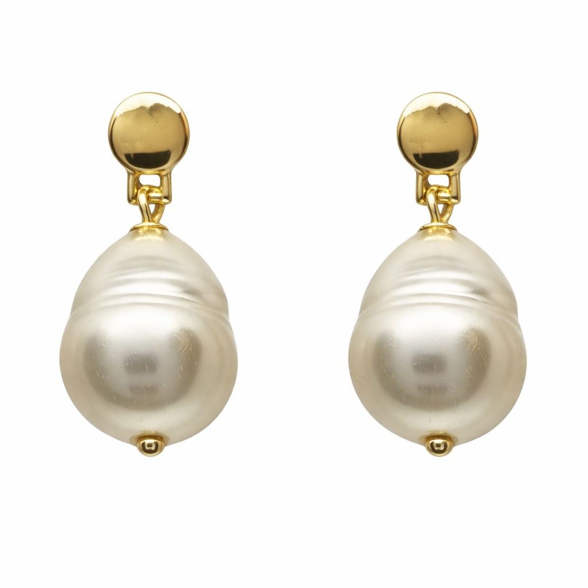 JOYAS LANDEROS - Aros Perla Colgante Enchapado en oro de 18k