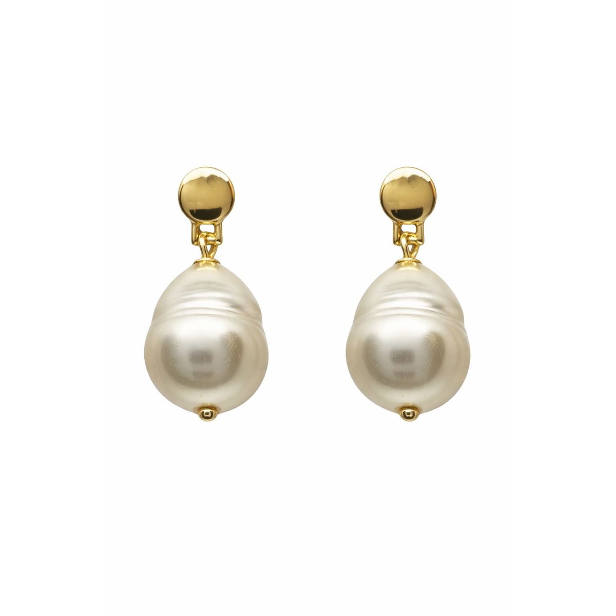 JOYAS LANDEROS - Aros Perla Colgante Enchapado en oro de 18k