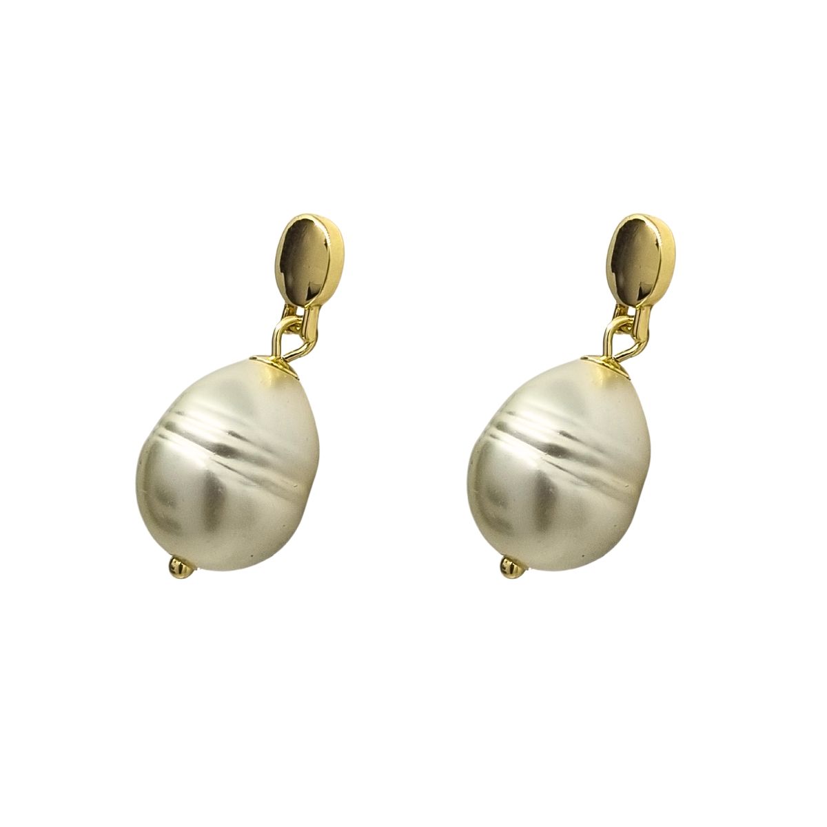 JOYAS LANDEROS - Aros Perla Colgante Enchapado en oro de 18k