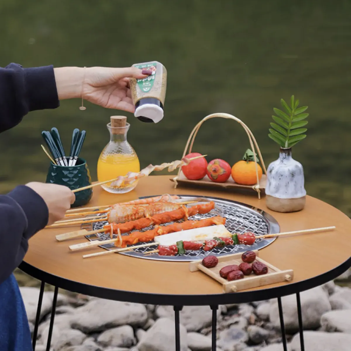 OKAY - Mesa Picnic Parrilla Portatil Carbon Parrillas Asado