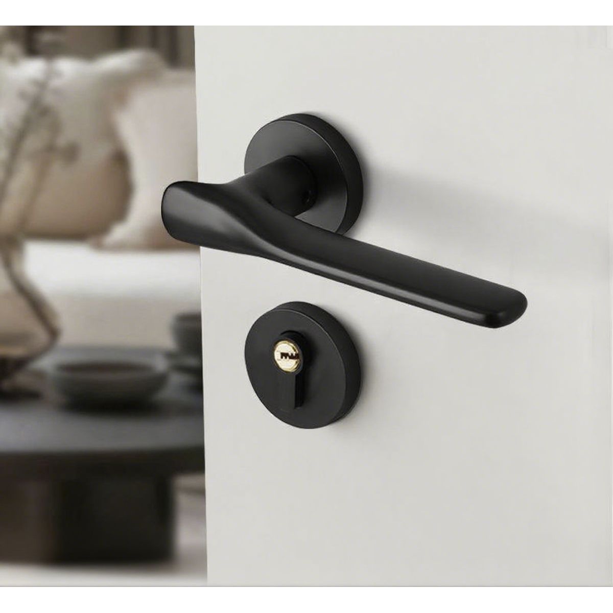 AIZO - Manija de Aleación de Aluminio, con Amortiguación Silenciosa y Cerradura de Seguridad, Negro Moderno